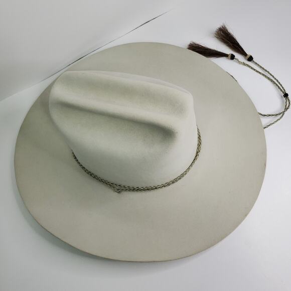 RESISTOL Cowboy Hat 6 7/8 5X Beaver Crystal White Cattleman Western A5036 L oval - Picture 11 of 16